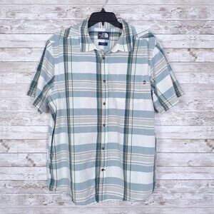 North Face Mens Button Down Shirt XL Plaid Green 669